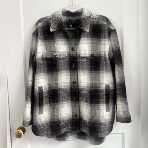 Madewell Twill Flannel Shirt-Jacket in Windowpane Plaid Antique Cream NEW Size S